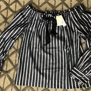 New J. Crew off the shoulder striped top!